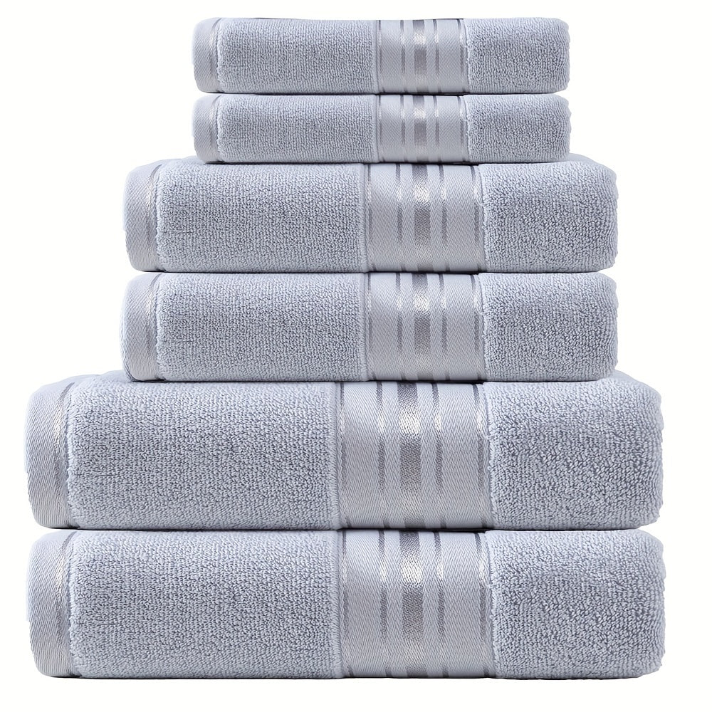 Set of 6 Absorbent Cotton Bath Towels for Spa Hotel Bathroom Use