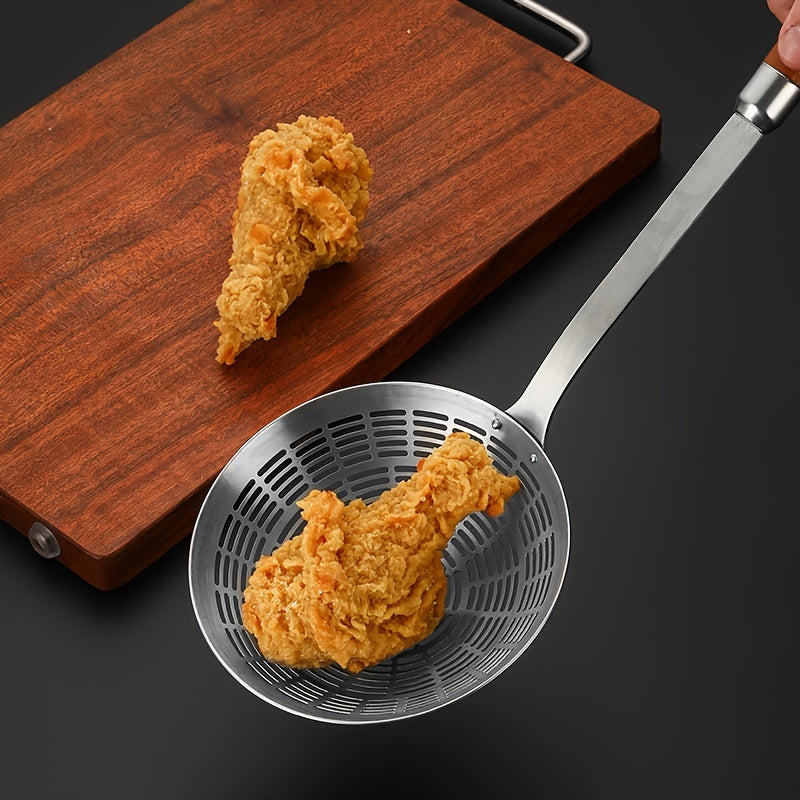 Cuchara coladora de acero inoxidable para freír profundo, para escurrir aceite, fideos y dumplings