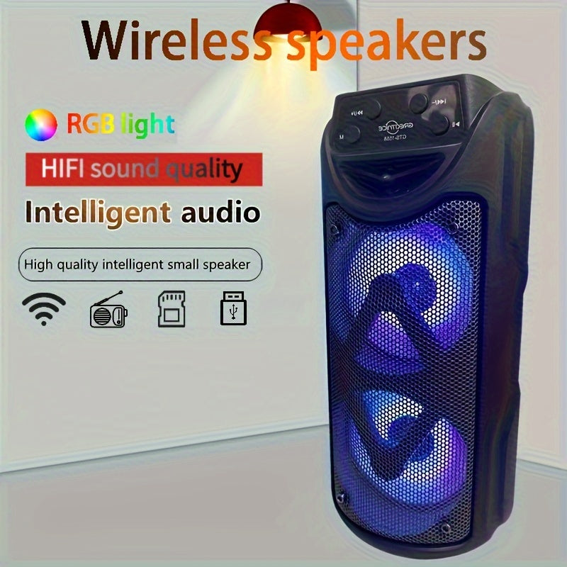 Large Outdoor Bluetooth Speaker with LED Light Dual 3-Inch Drivers Waterproof Portable Wireless Microphone USB
