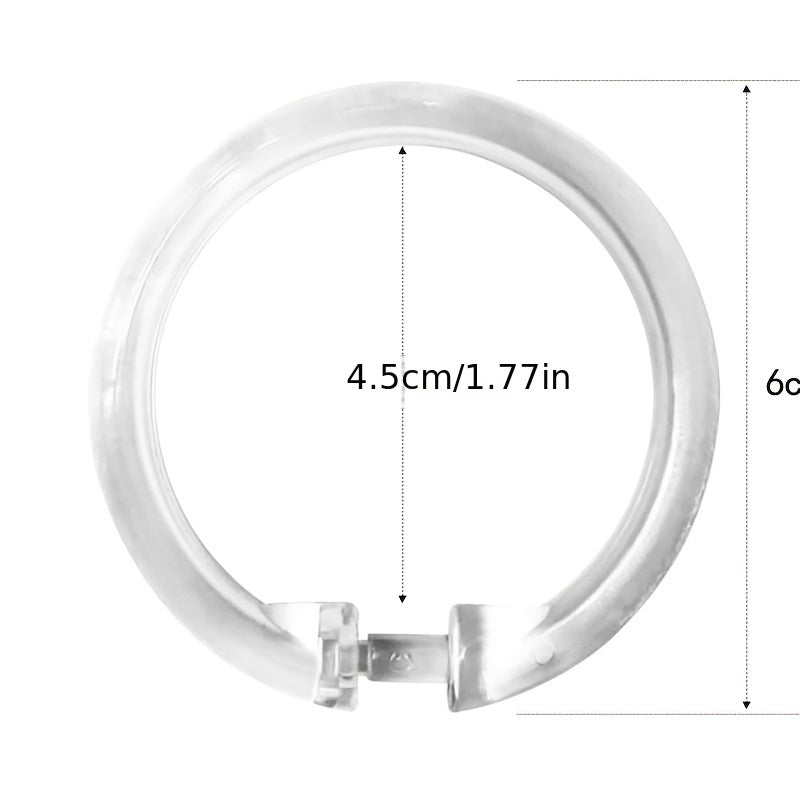 12 Durable Clear Plastic Shower Curtain Rings for Bathroom Curtains and Window Rods