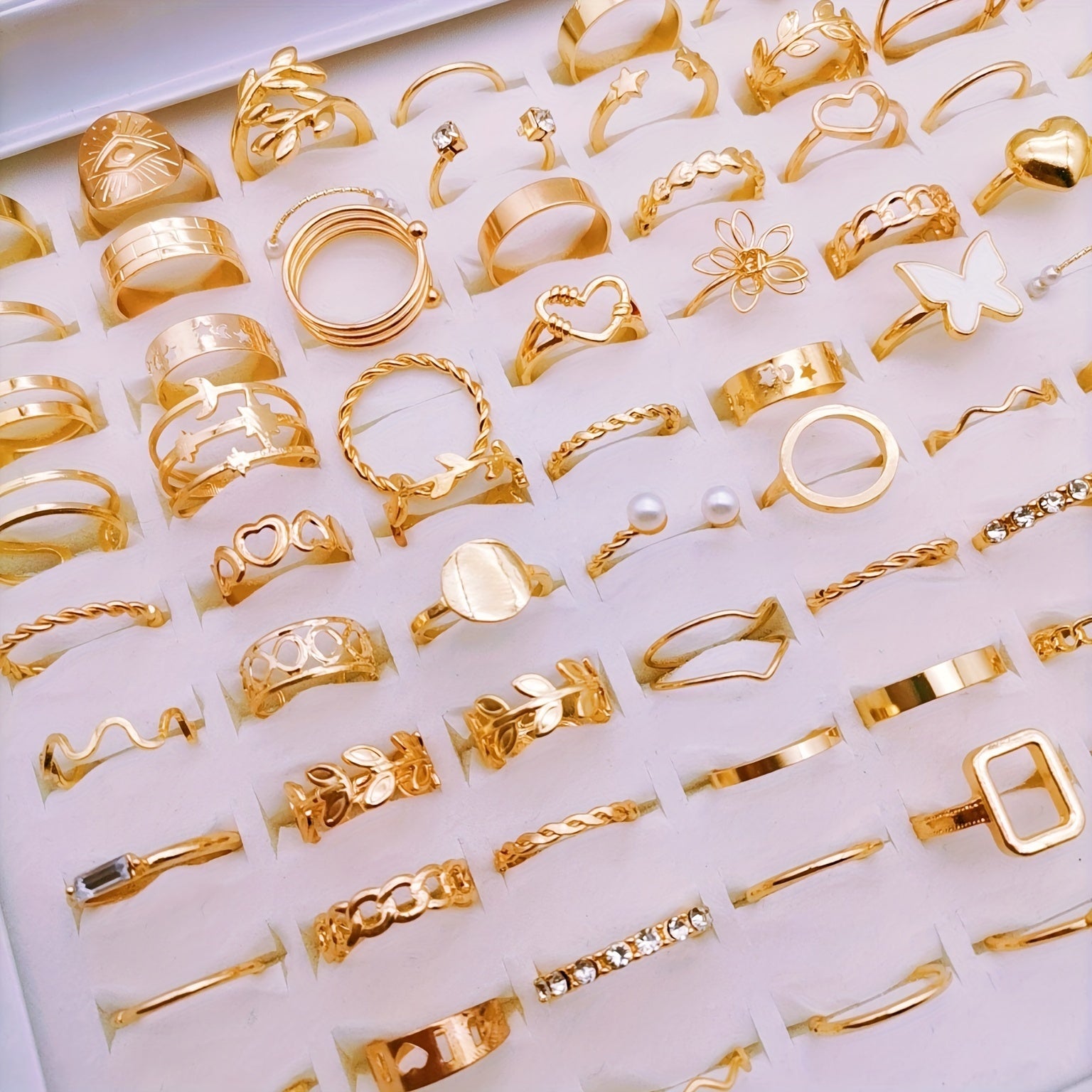 Set of 37 Y2K Boho Chic Rings for Women with Butterfly Designs for Weddings and Parties