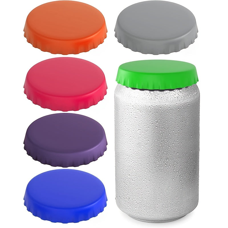 Set of 6 Multi-Colored Silicone Can Lids Leakproof Reusable Beverage Covers