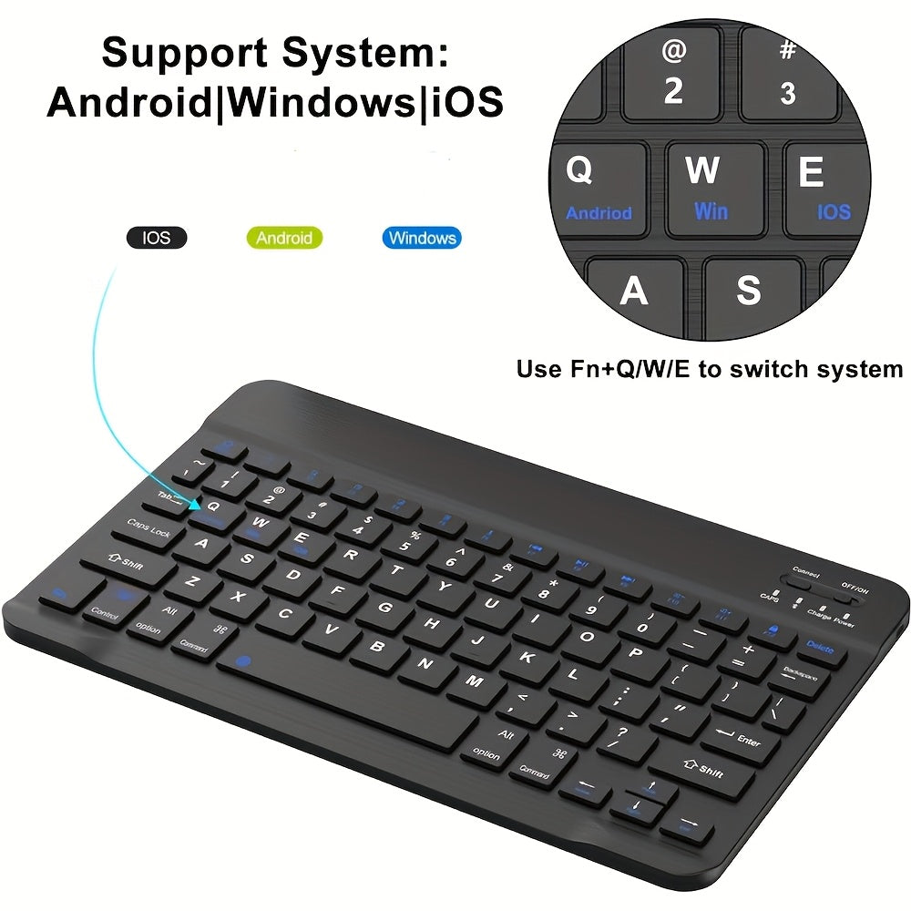 Wireless Keyboard Ultra-Slim Rechargeable with Function Keys for Android Windows iPad Pro Air Mini