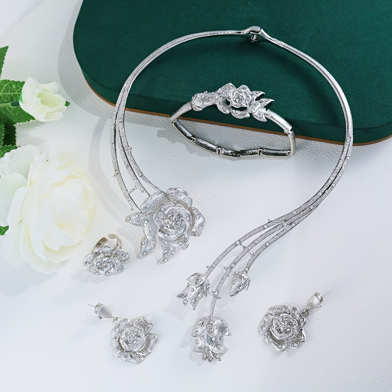 Women's Jewelry Set 5-Piece Rose Gold Valentine's Day Gift for Holiday and Party