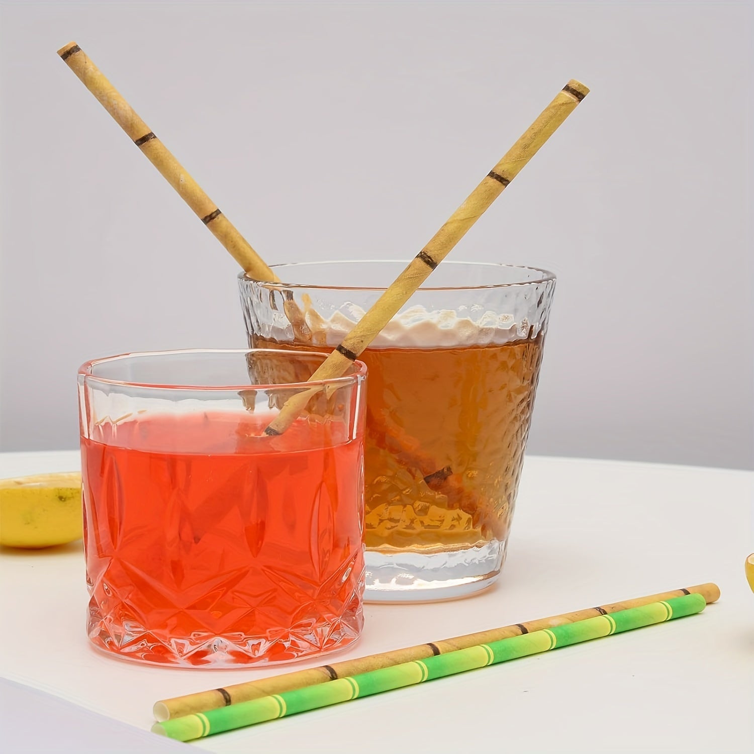 Bamboo Printed Paper Straws Pack of 50 Durable Stylish for Cocktails Juices