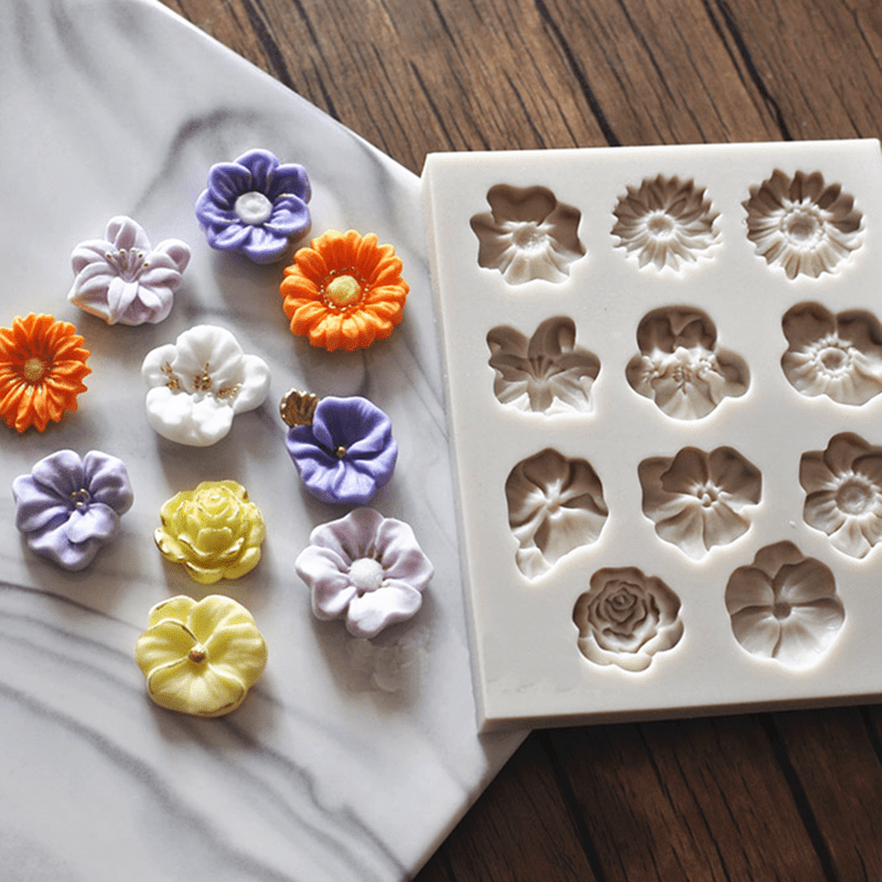 Flower-Shaped Silicone Mold 11 Cavities for Cake Decorating Baking and Candy