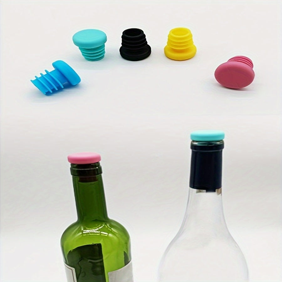 Set of 5 Silicone Wine Bottle Stoppers Leak-Proof Seal for Wine and Oil Bottles