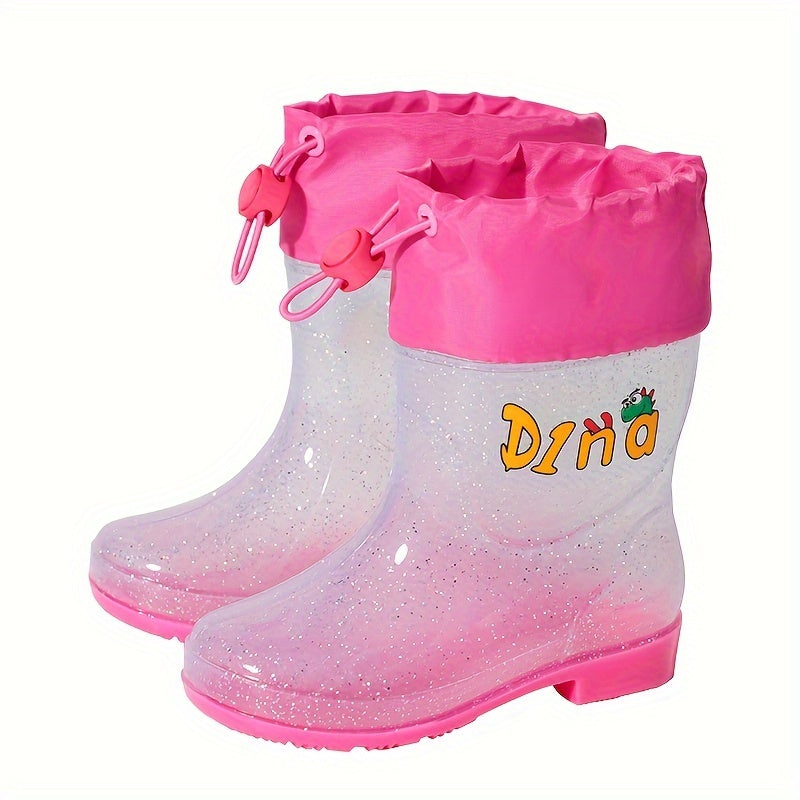 Kids' Outdoor Rain Shoes Transparent Letter Print PVC Rubber Sole for Boys and Girls
