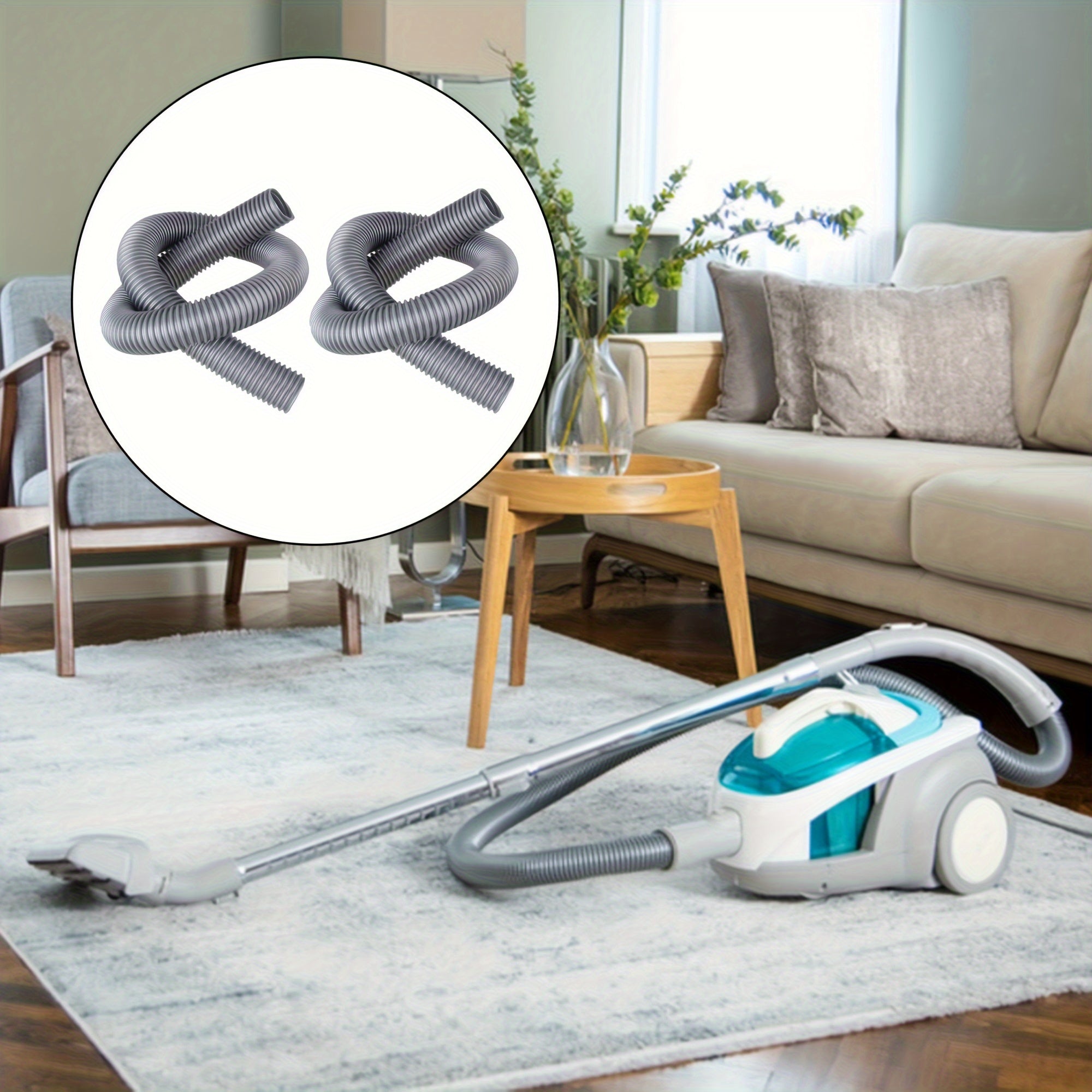 Three Pieces 35mm Gray Threaded Hose Flexible Vacuum Hose with Stainless Steel Fittings