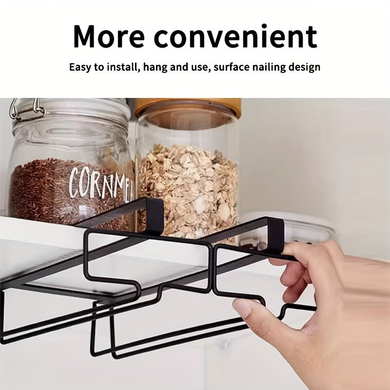 Metal Stemware Rack Hanging Storage Organizer for Glassware Under Cabinet