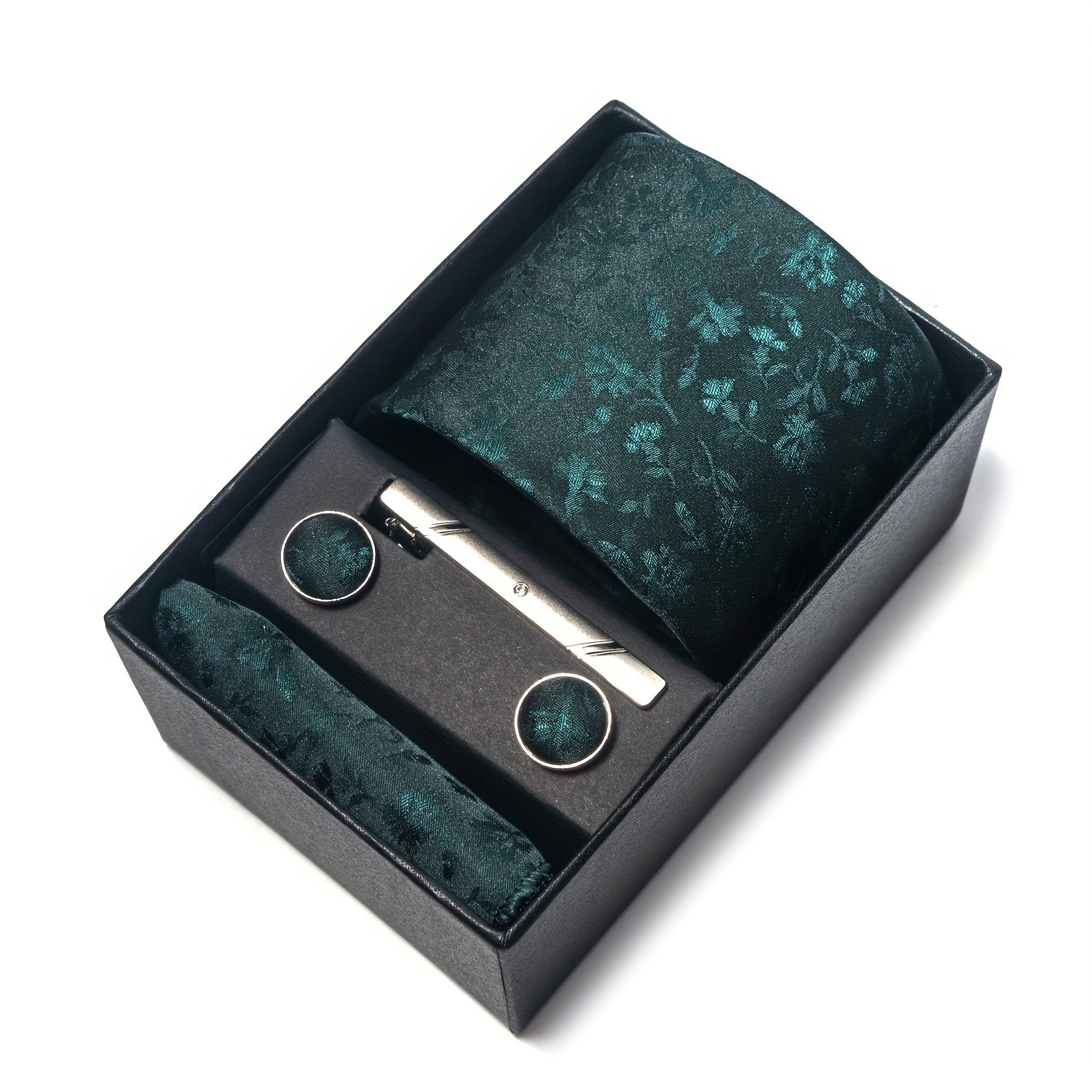 Erkaklar uchun gullar bilan bezatilgan galstuk va manşetkalar to'plami rasmiy tadbirlar, ofis kiyimi va bayramlar uchun