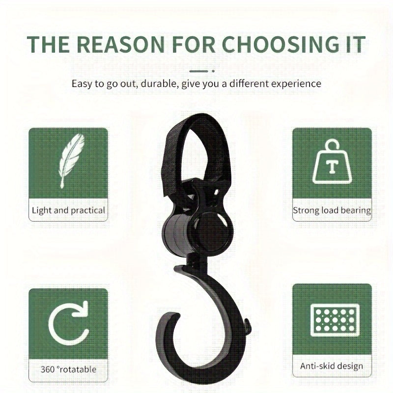 360° Stroller Hooks for Diaper and Shopping Bags Compact Durable Design