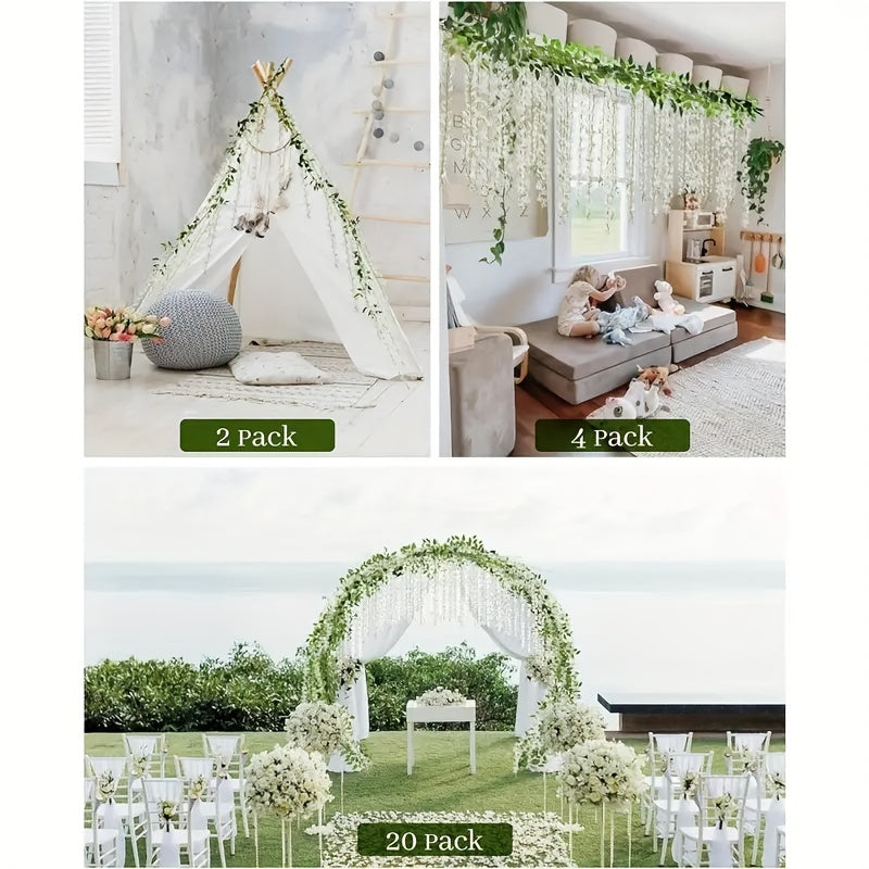 Artificial Wisteria Garland 182.88cm Faux Purple Vine Flowers for Outdoor Home Decor