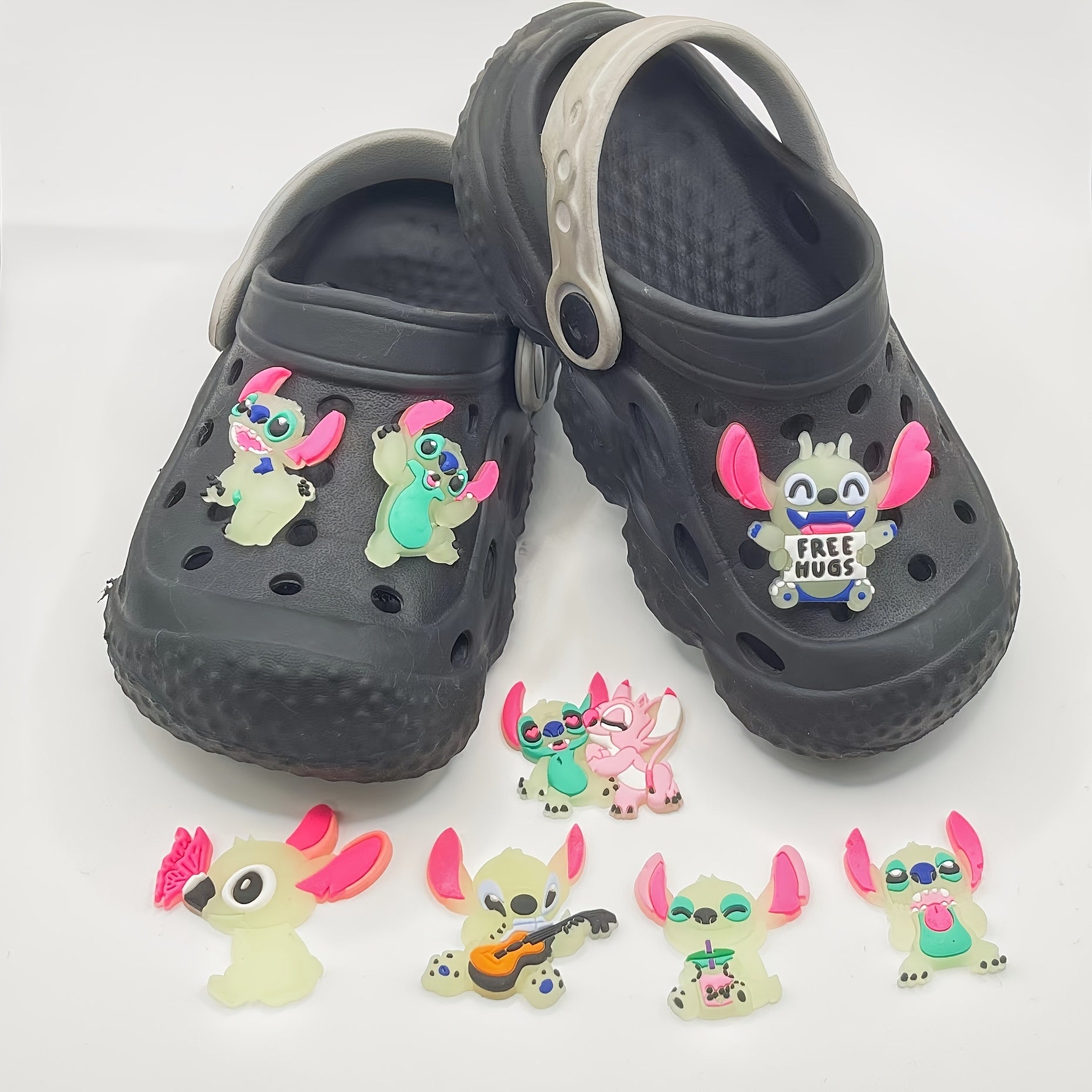 8pcs Kids Dinosaur Shoe Charms Fluorescent Garden Buckles Removable Accessories