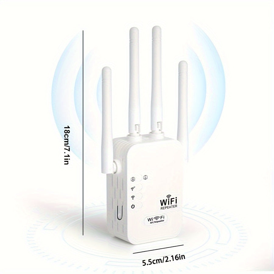 Wi-Fi Signal Booster with Ethernet Port Extends Coverage Up to 11000 Sq Ft Supports 35+ Devices Easy One-Click Setup