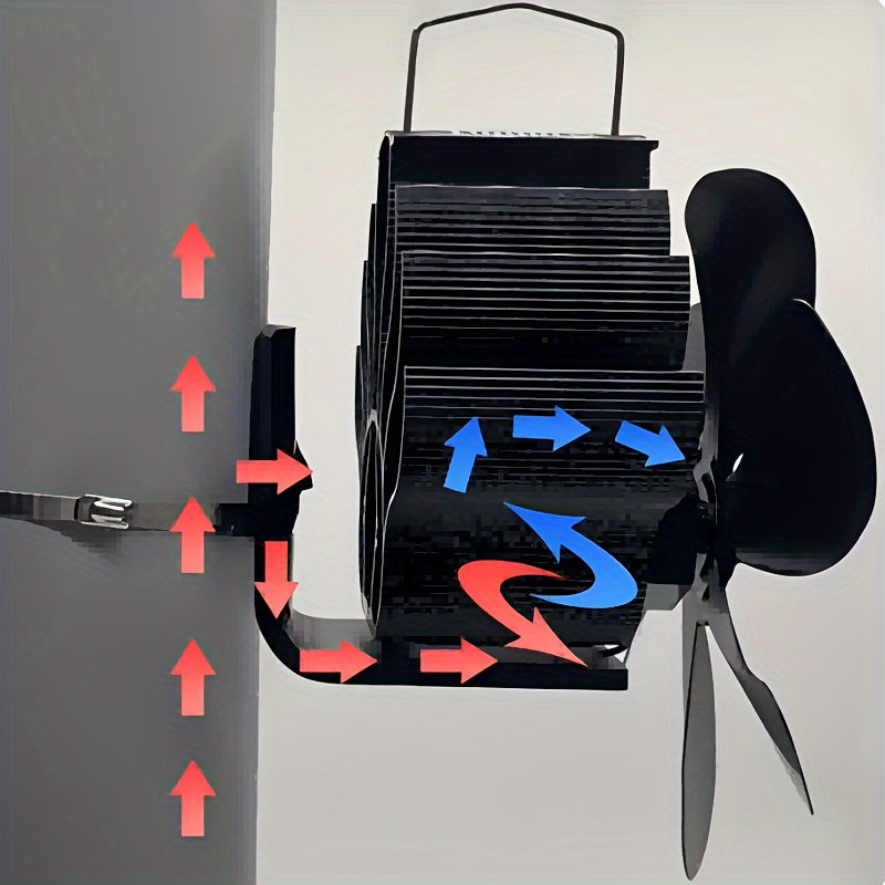 Aluminum High-Speed Stove Fan with 6 Blades for Wood Burners and Fireplaces