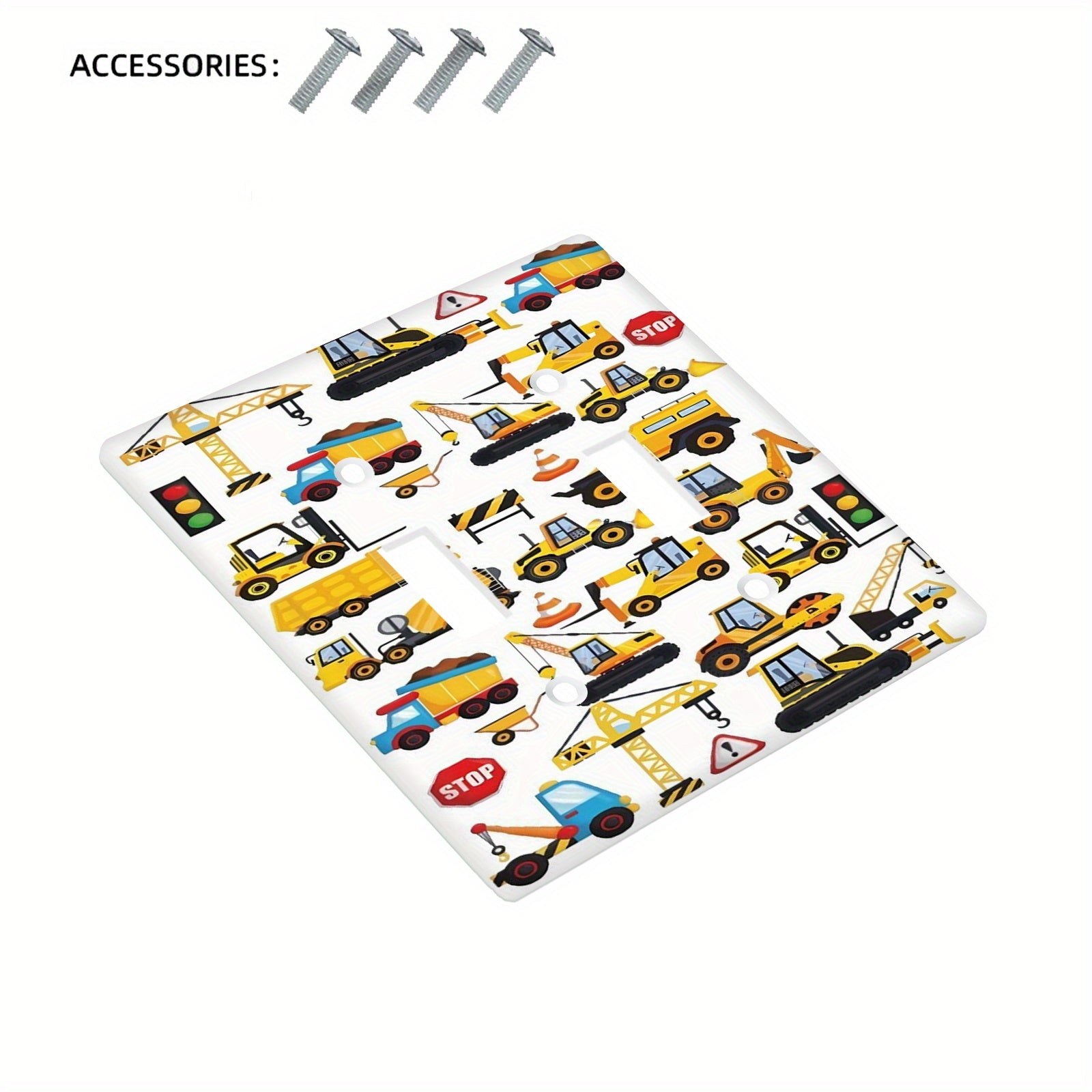 Cubierta de interruptor de luz de vehículo de construcción de dibujos animados para habitaciones infantiles, cocinas, oficinas