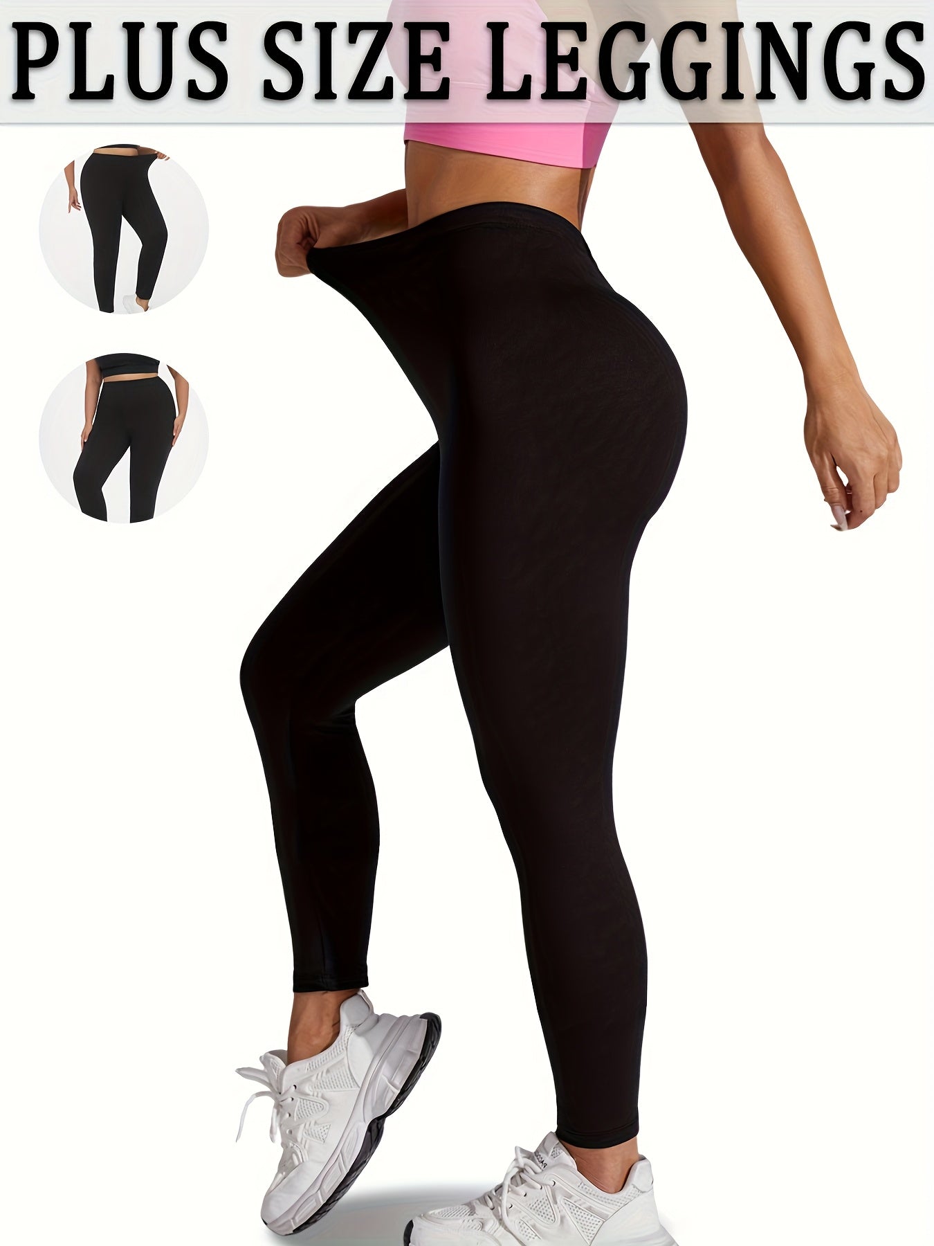 Plus Size Soft Sports Leggings for Women Workout Yoga Running Plain