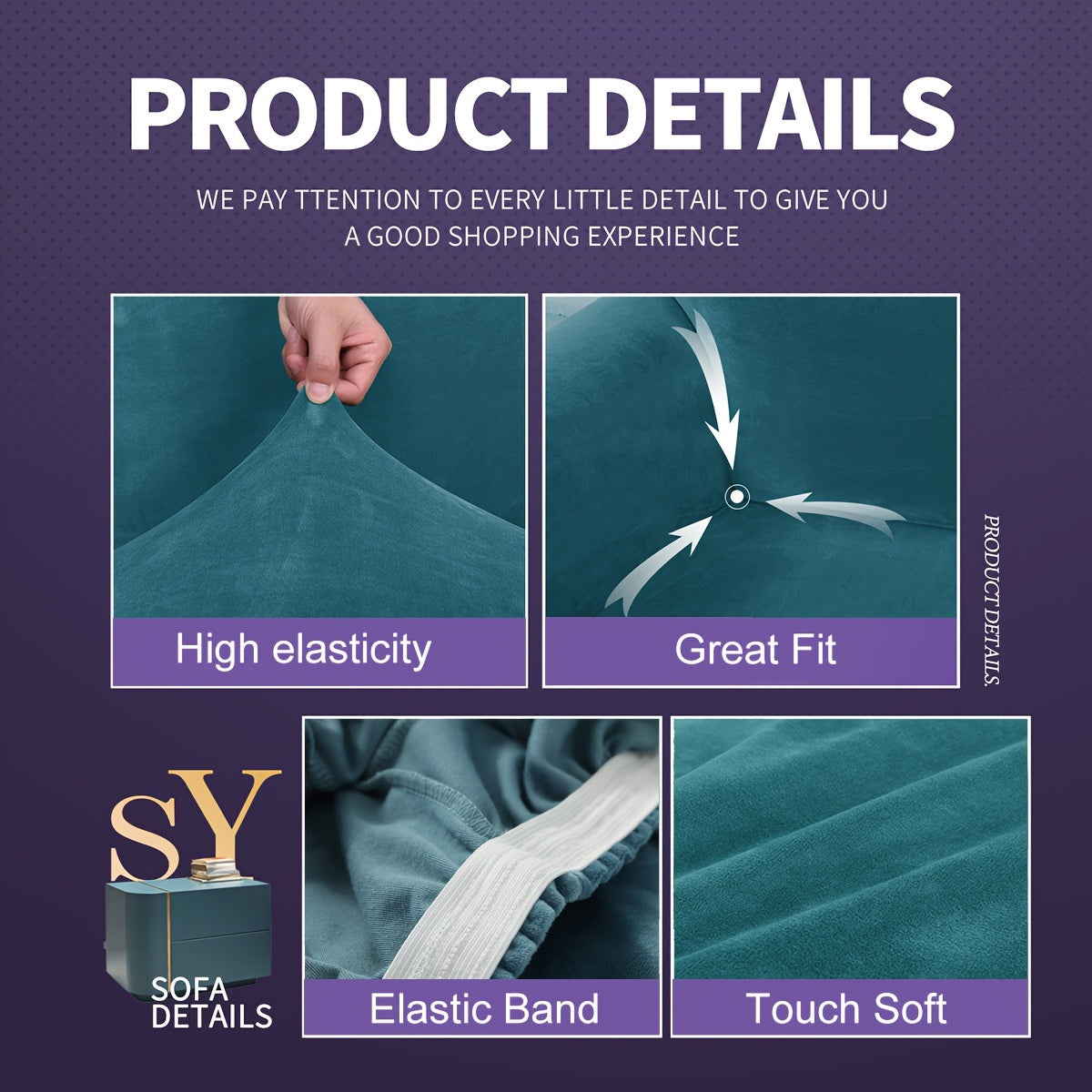 Velvet Sofa Cover Elastic Bottom All Seasons Pet Scratch Protection