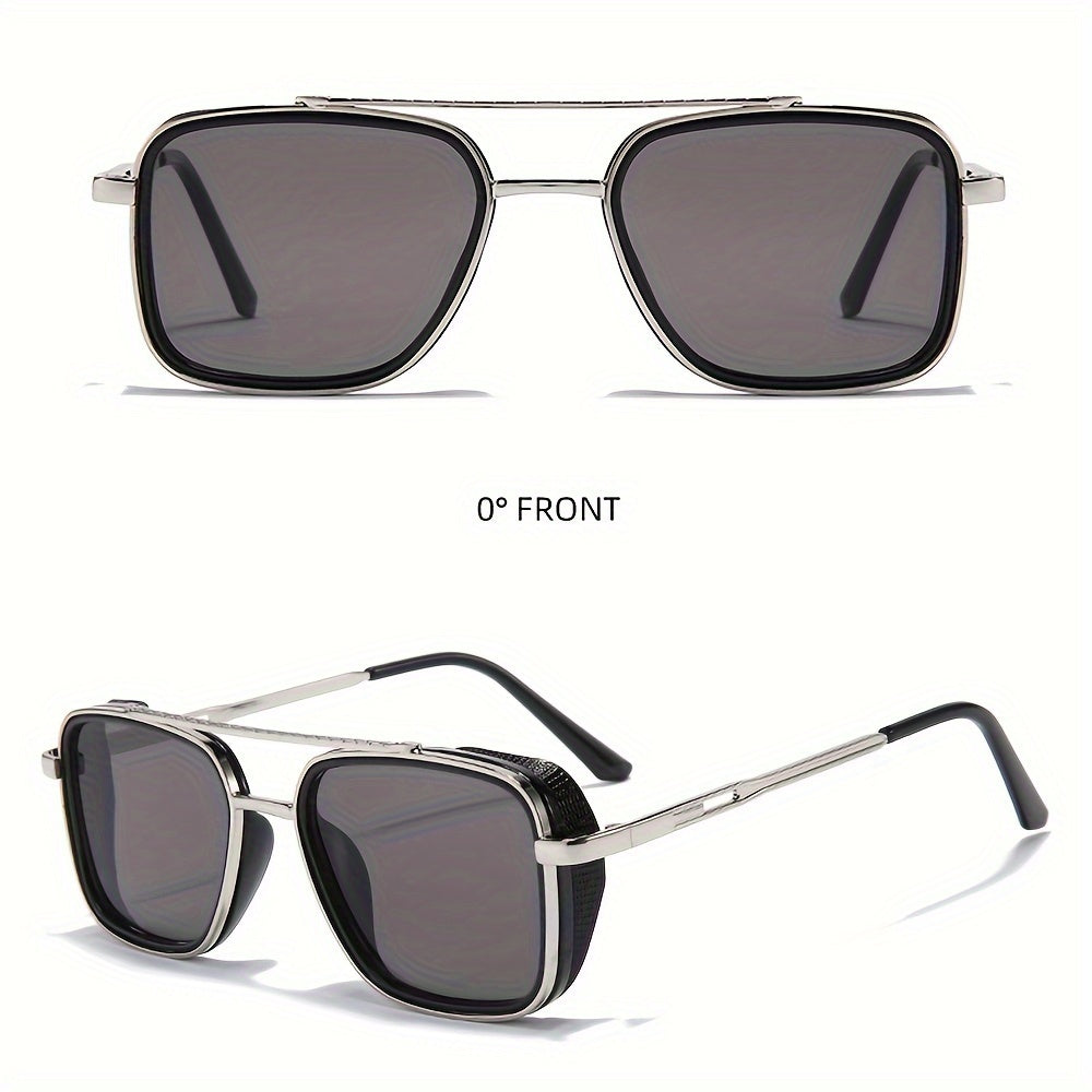 Retro Punk Metal Square Glasses Unisex Fashion Eyewear for Outdoor and Travel