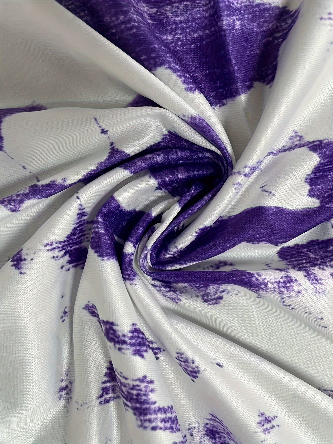 Women’s Sleeveless Tie-Dye Jumpsuit with Pockets, Adjustable Straps, Purple White