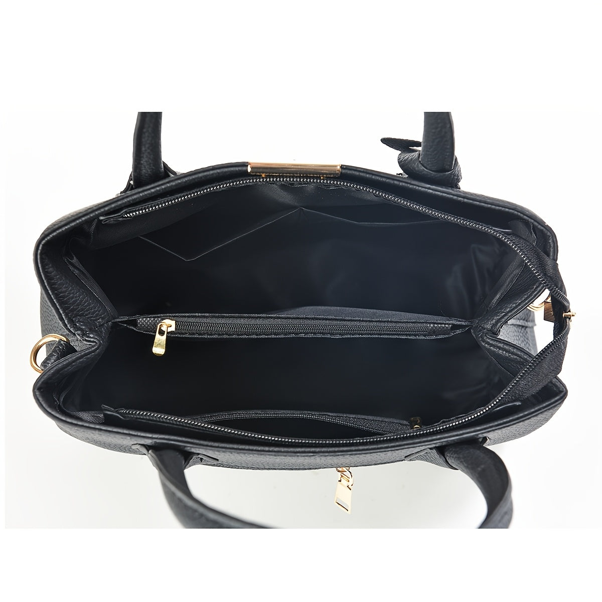 Черная кожаная сумка с съемным ремнем и застежкой-молнией для повседневного использования