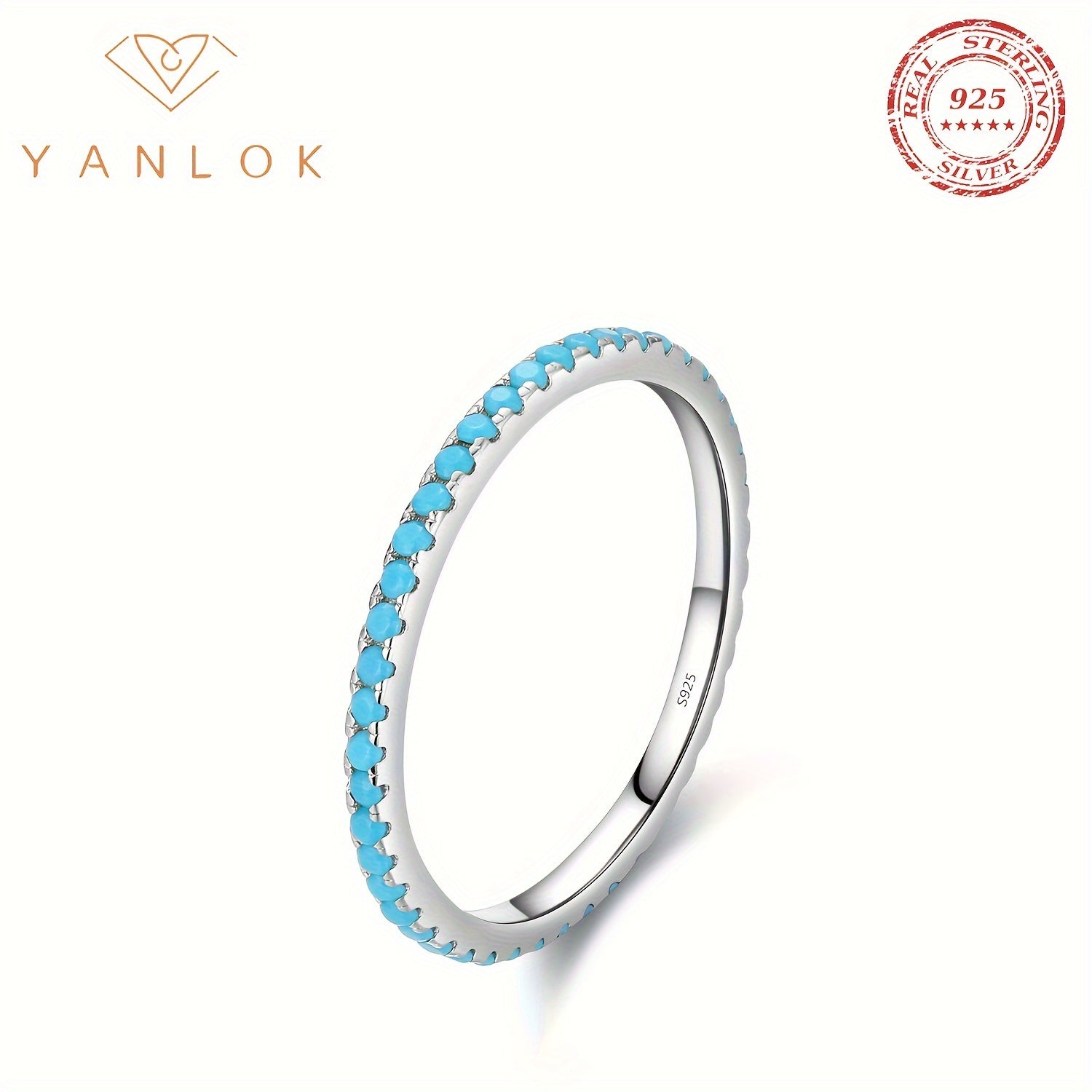 Women's Silver Fashion Ring with Simulated Turquoise Delicate Jewelry for Gifting