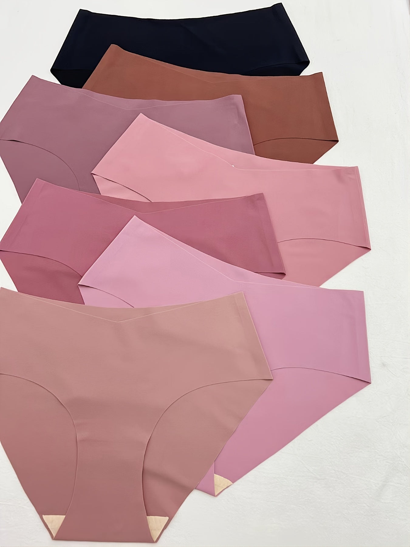 Bragas de cintura alta sin costuras de 7 piezas para mujer, bikinis sólidos, ropa interior cómoda