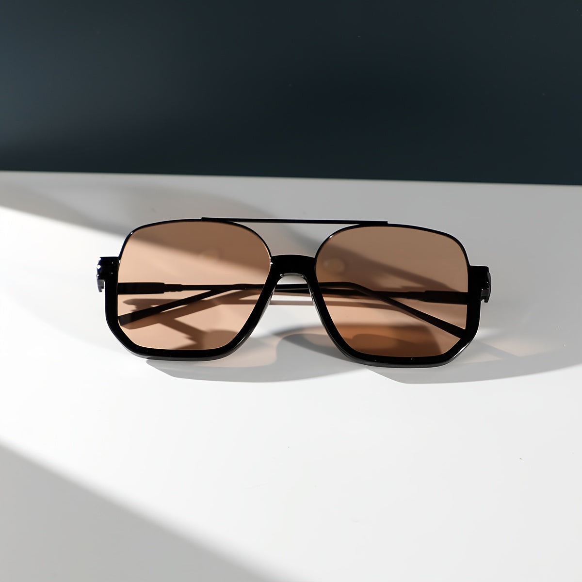 Women's Square Glasses Metal Frame Anti-Reflective PC Lens Large Double Bridge for Daily Wear and Events