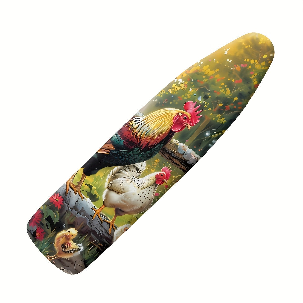 Ironing Board Cover with Rooster and Hen Design Dustproof Non-Stick Stain-Resistant Elastic Edge