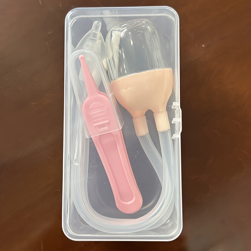 Baby Nasal Aspirator Set with Booger Clip 3 Pieces for Nose Ear Navel Care Pink Blue