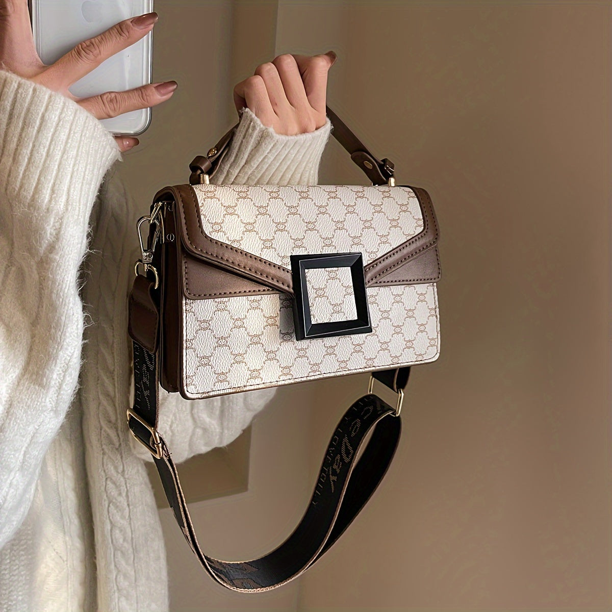 Мини-сумка-квадрат на плечо для женщин, геометрическая, из текстурированного PU, с верхней ручкой, белая, серая, кофейная