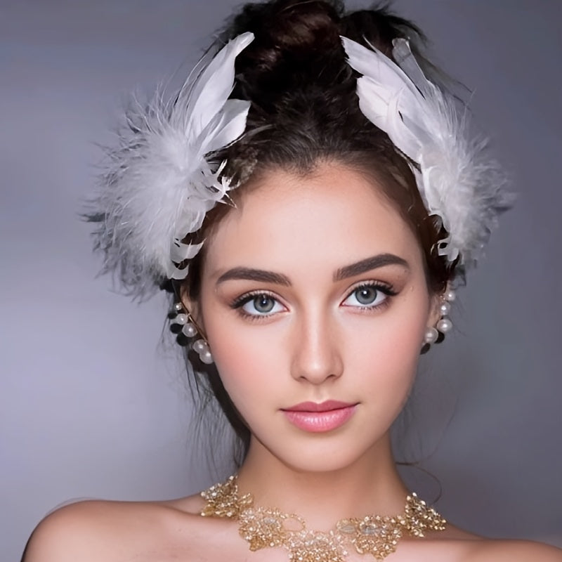 Oq Qush Qoqi Soch Qoplamalari 2 dona, kelinlik va to'y uchun ayollar uchun barrettlar