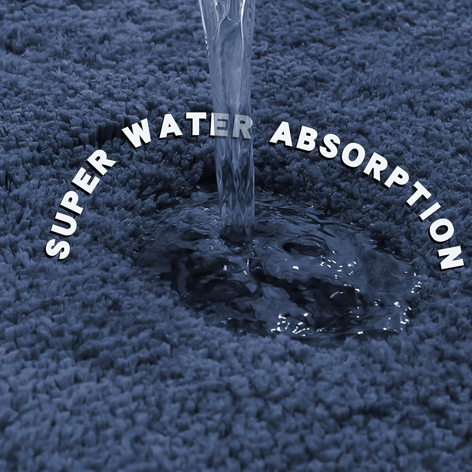 Plush Bathroom Mat Non-Slip Soft Polyester Rectangular Rug