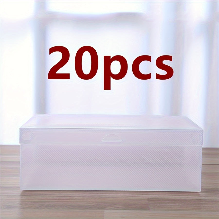 20-Pack Stackable Clear Plastic Shoe Storage Boxes with Flip Top Closure for Men and Women