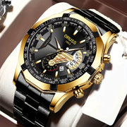 Men's Sports Watch with Luminous Hands and Double Calendar Display