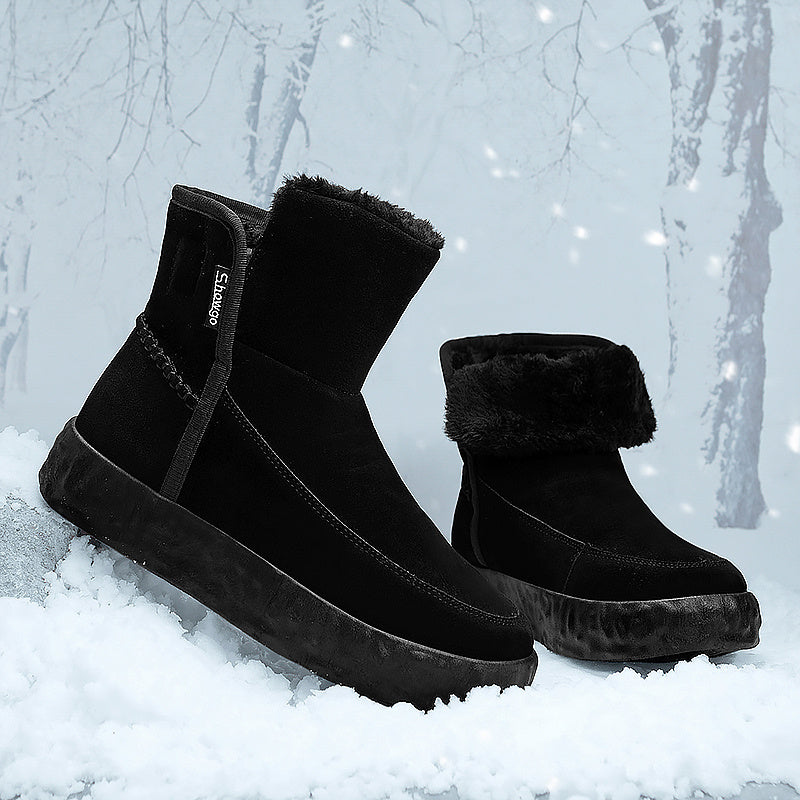 Women's Winter Slip-On Boots with Faux Fur Traction Cold Weather Snow
