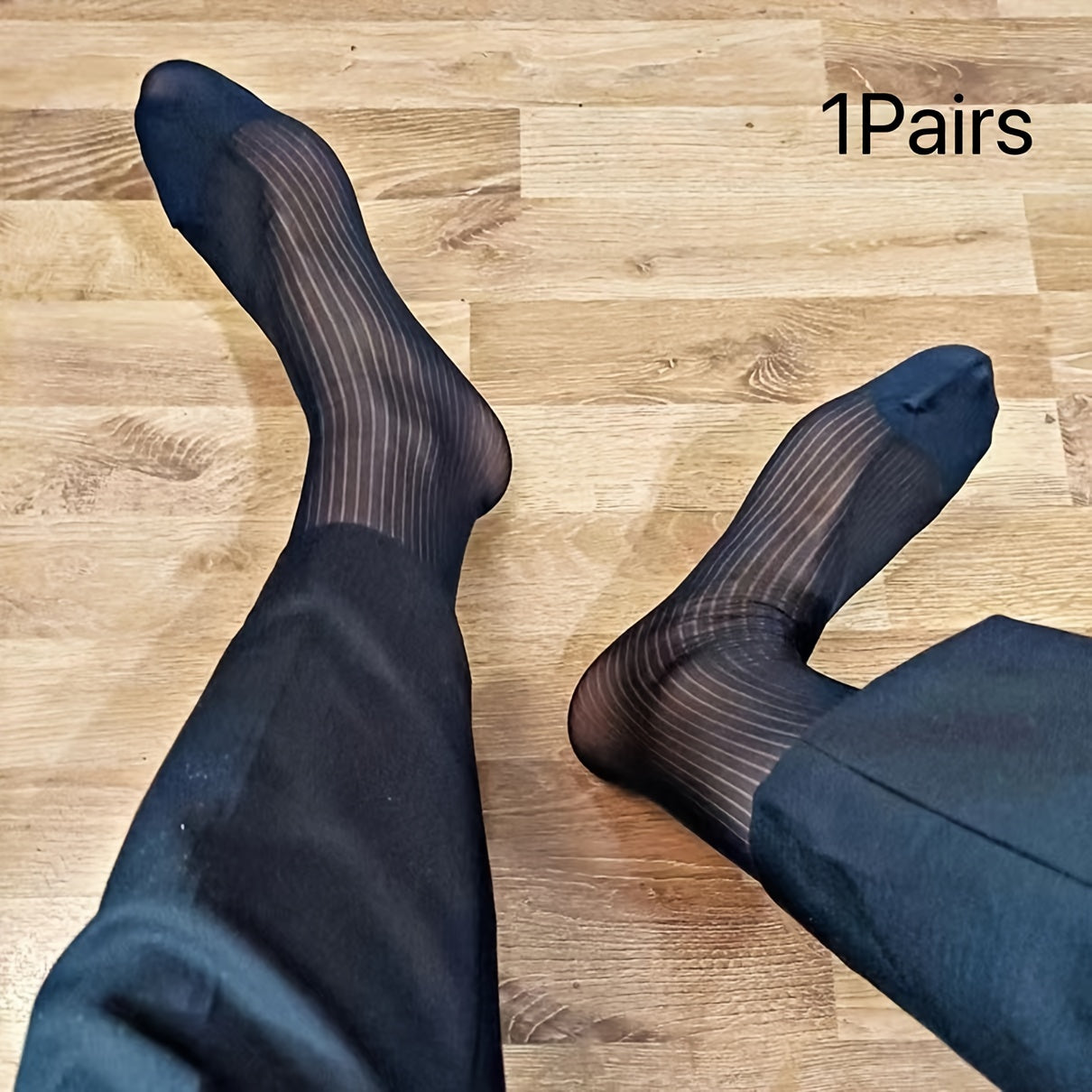 Men's Breathable Striped Knit Socks Thin Polyester Casual Stockings