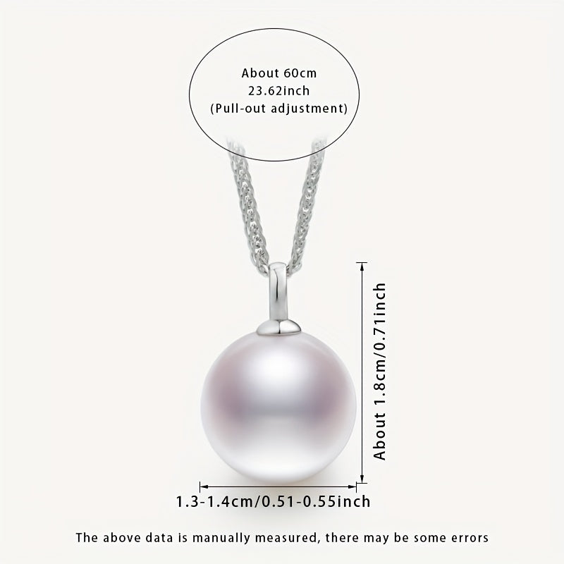 Vintage June Birthstone Pearl Pendant Necklace 13-14mm Freshwater Silver Chain