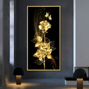 Zamonaviy devor bezaklari uchun Oltin Gul Rasmli Kanvas, yashash xonasi uchun