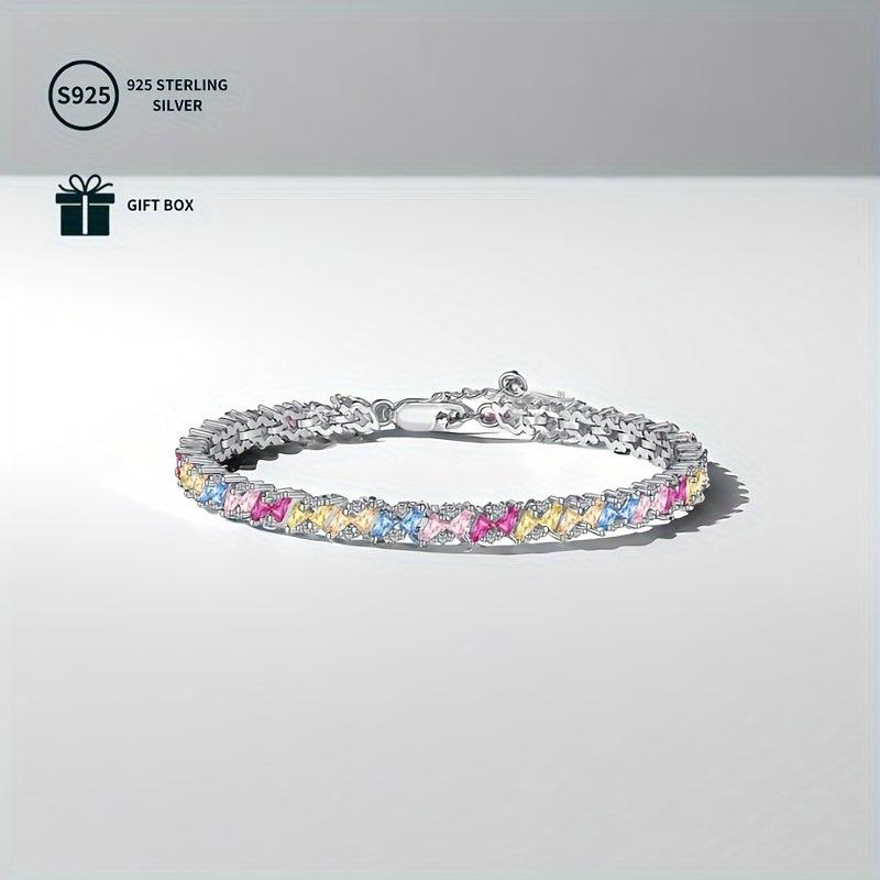 Sterling Silver Tennis Bracelet with Cubic Zirconia Stones for Women