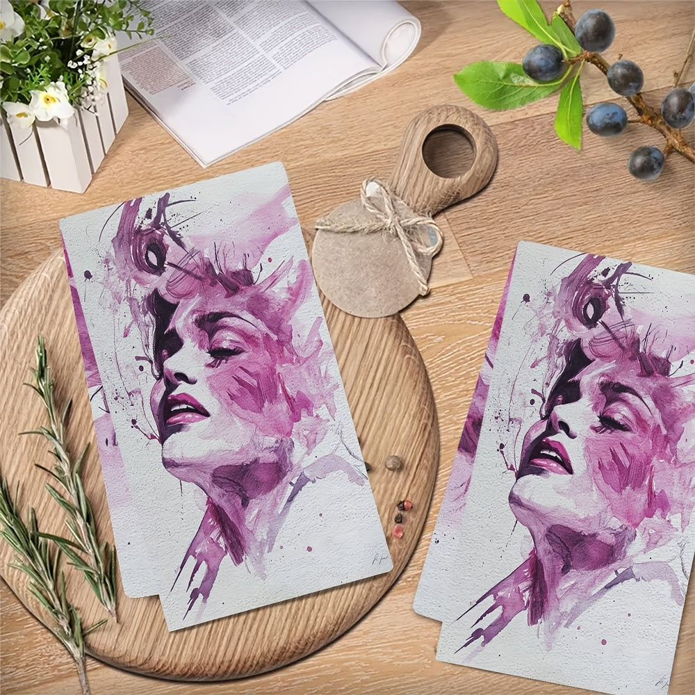 Пара из 2, роскошно мягких кухонных полотенец с изображением Мэрилин Монро в розовом цвете, исключительно впитывающих для посуды и рук, идеально подходящих для праздничного декора, можно стирать в машине, размеры 40.64X60.96 см.