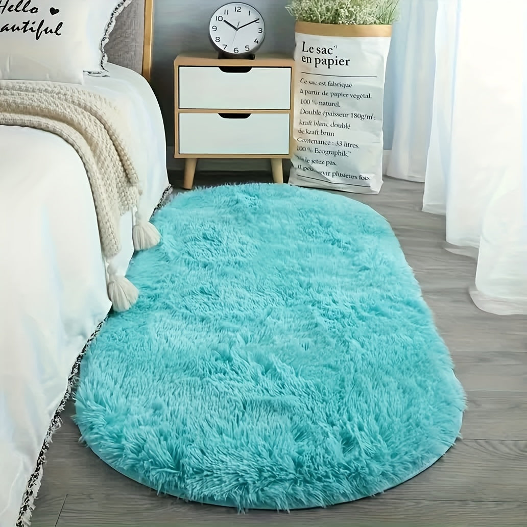Soft Faux Fur Oval Area Rug Non-Slip Plush Durable Home Decor Large or Small