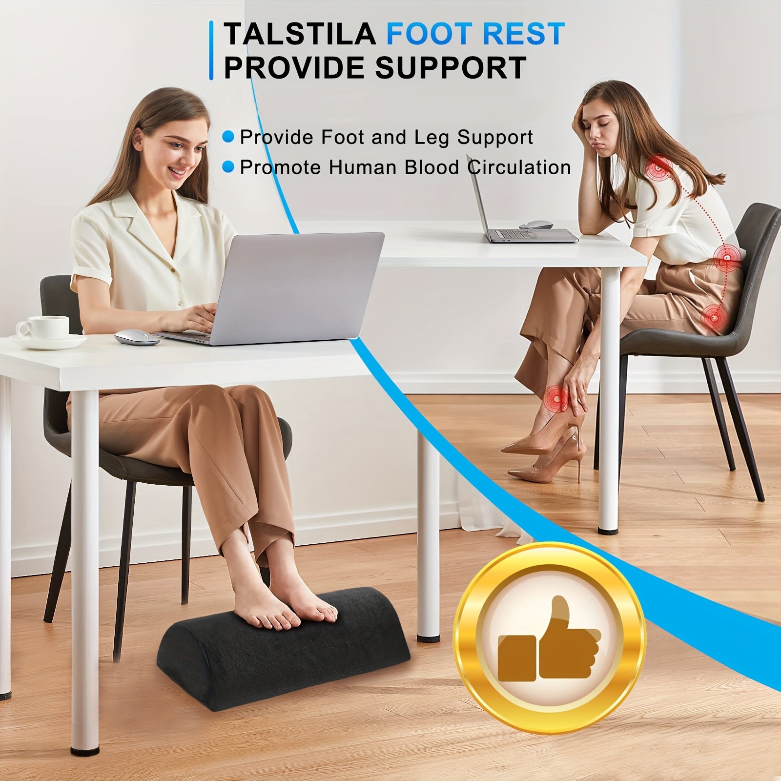 Ergonomic Felt Footrest with Plush Foot Pocket and Memory Foam for Office Chairs
