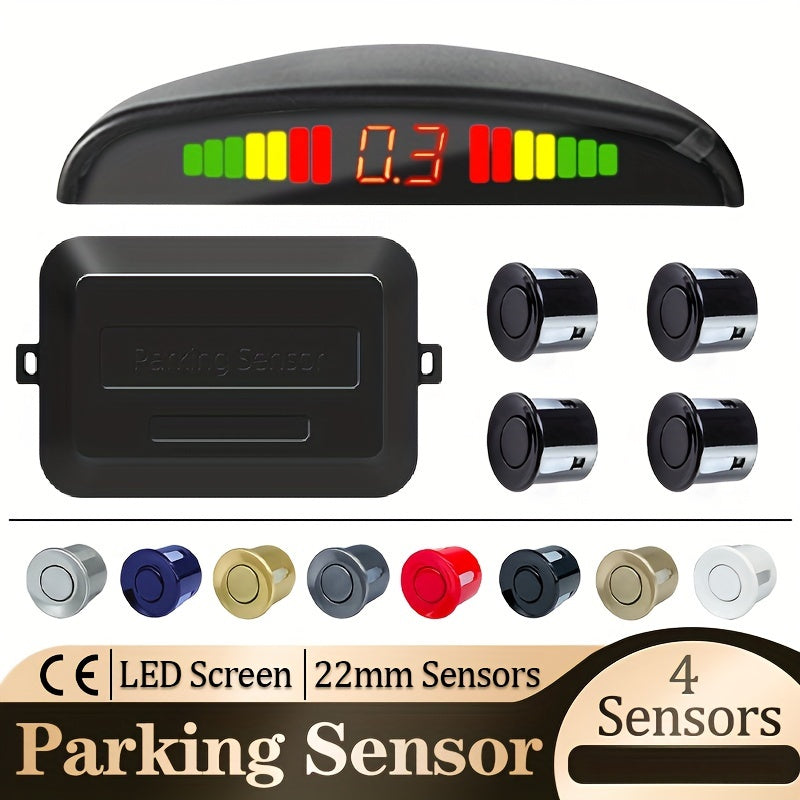 Kit de sensores de estacionamiento con 4 sondas, detección ultrasónica, indicadores LED, universal, fácil de instalar