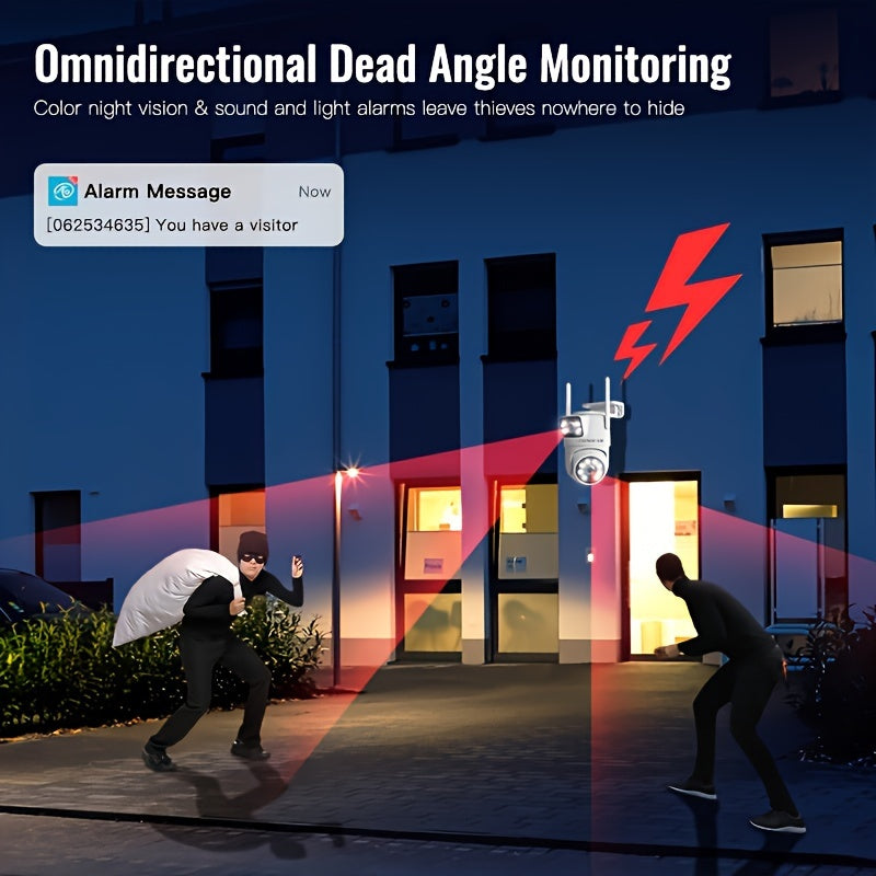 Cámara de seguridad inalámbrica para exteriores 720P HD visión nocturna detección de movimiento PTZ audio bidireccional