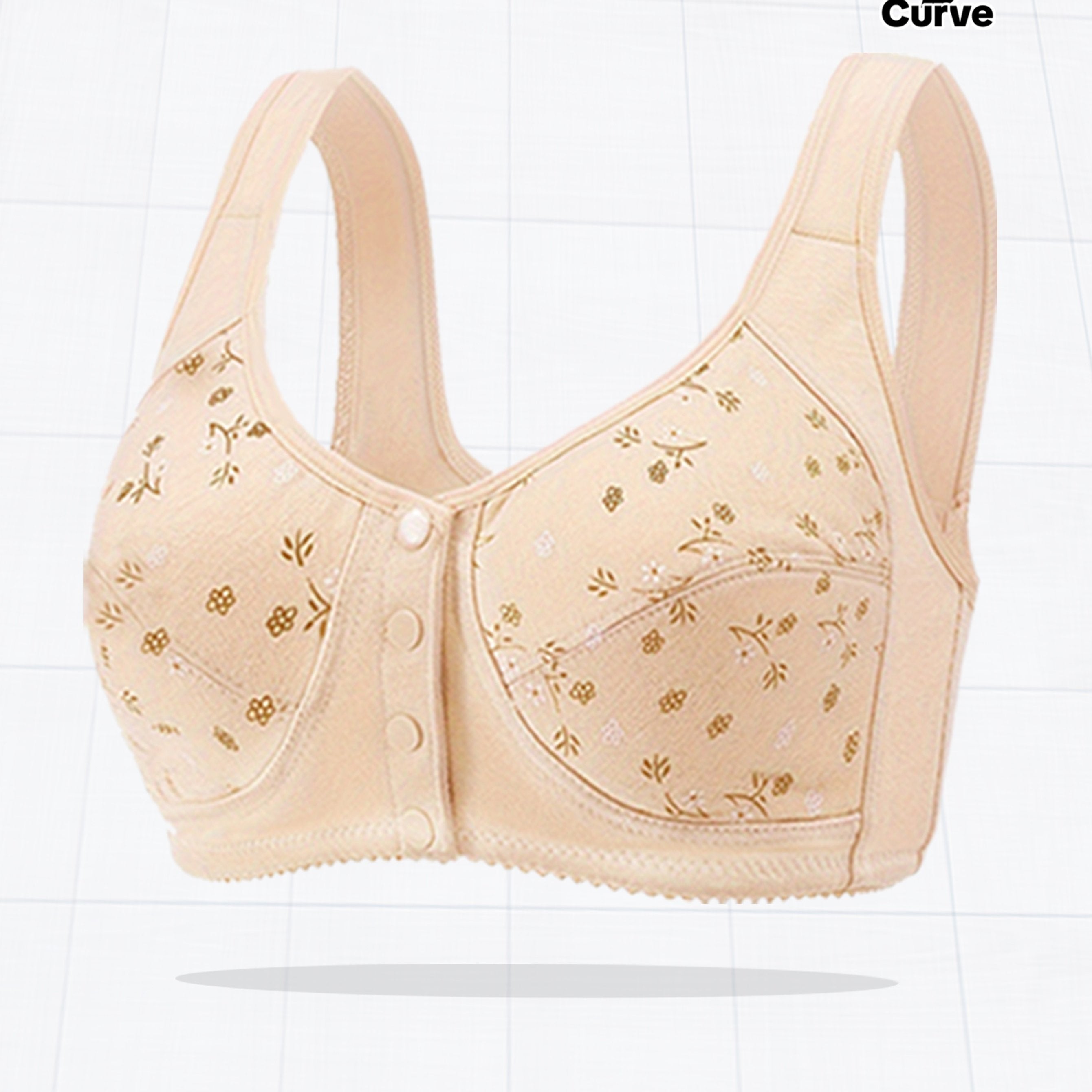 Plus Size Printed Front Button Sports Bra for Women Yoga Exercise Wear