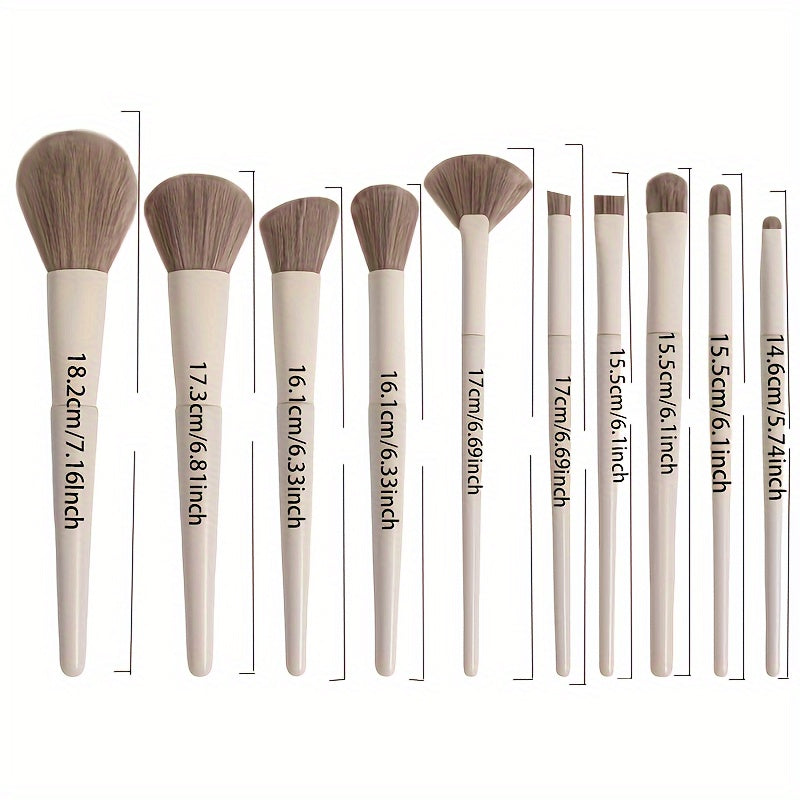 10Pcs Soft Fluffy Makeup Brush Set for Foundation Eyeshadow Concealer