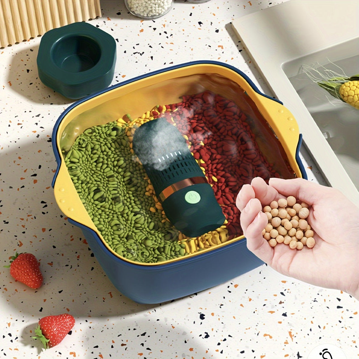 Portativ meva va sabzavotlarni tozalash qurilmasi, OH Ion texnologiyasi bilan, USB orqali qayta zaryadlanadigan, katta quvvatli 3000mAh litiy batareyasi