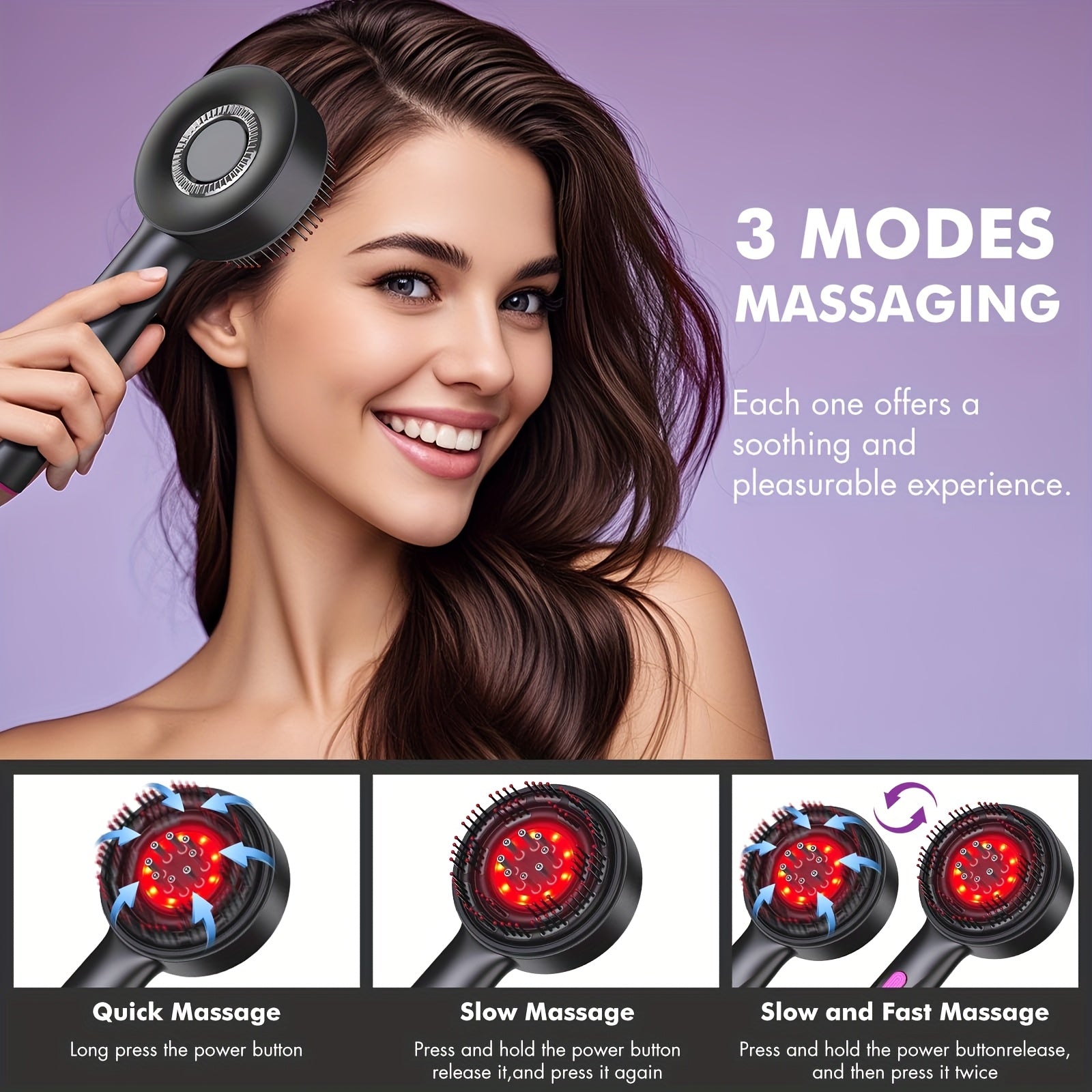 USB Rechargeable Scalp Massager with 1400mAh Lithium Battery for Head Relaxation